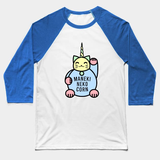 Kittycorn Lucky Cat Baseball T-Shirt by Electrovista